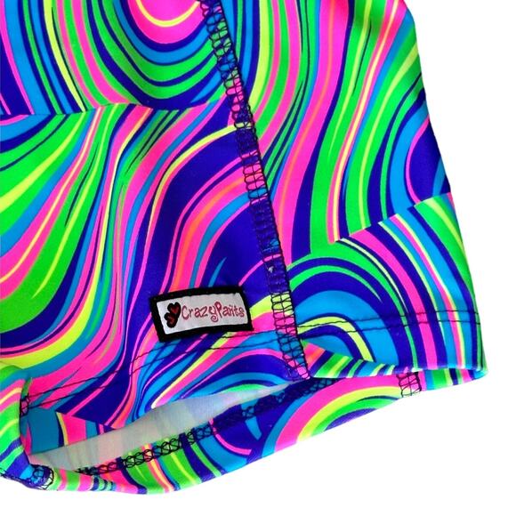 Crazy Pants Neon Swirl Spandex Cheer Athletic Shorts Youth Small EUC - Picture 2 of 4